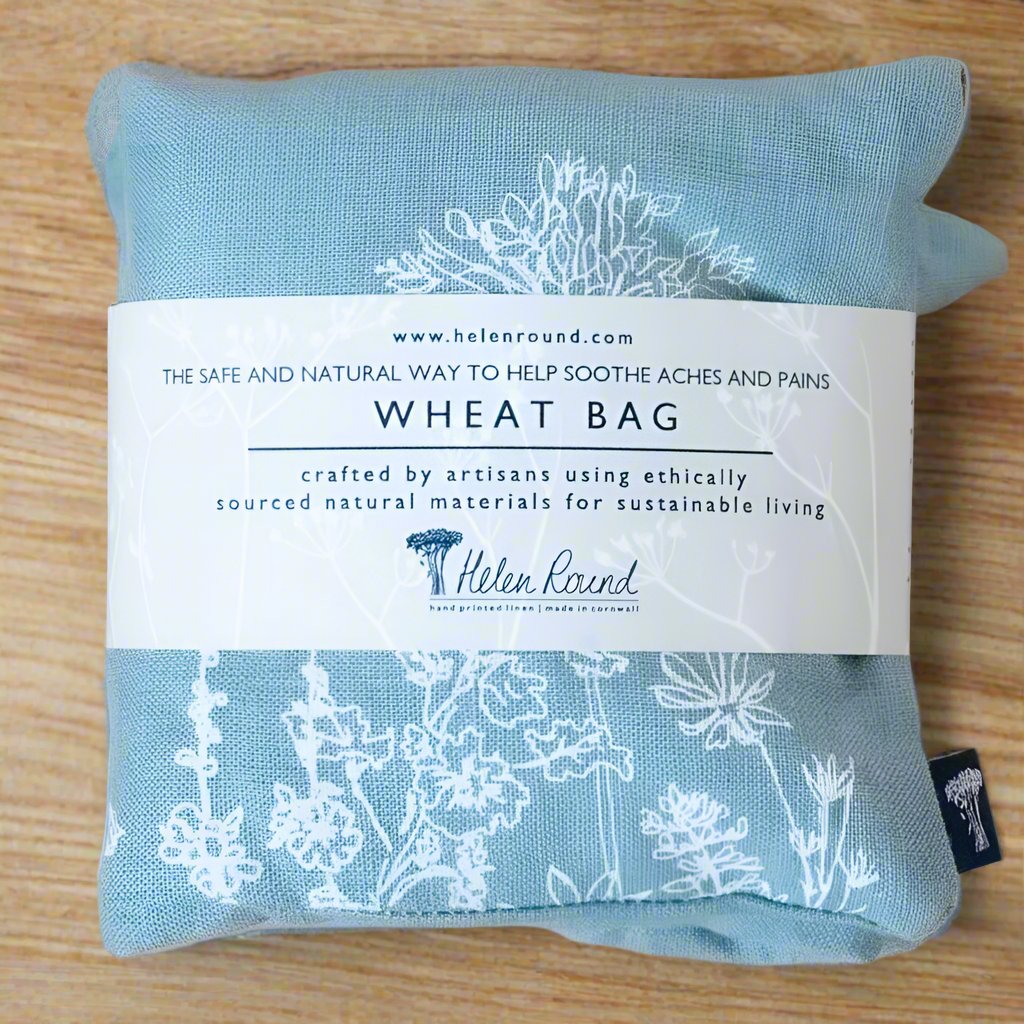 Linen Wheat Bag Duck Egg Blue Helen Round