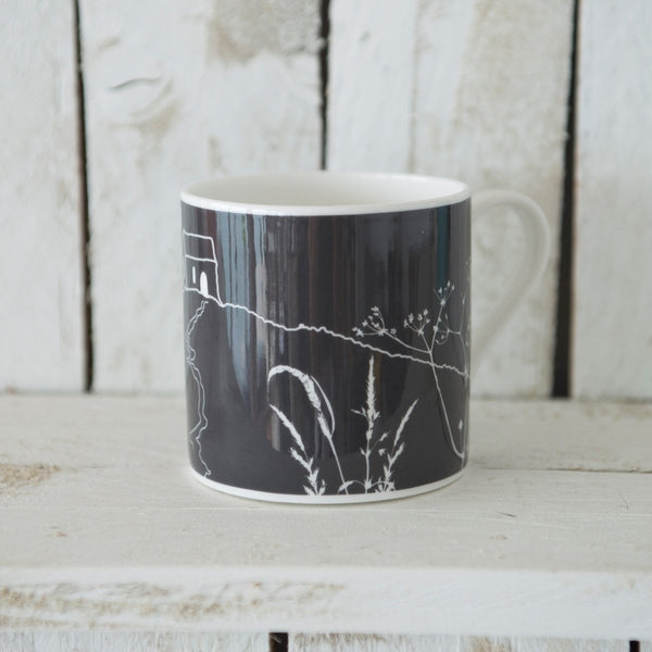 Rame Head Mug in Dark Grey made from Bone China from Helen Round